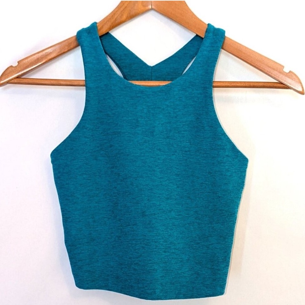 Beyond Yoga | Women's Spacedye Refocus Cropped Tank Sports Bra Aqua | Size L